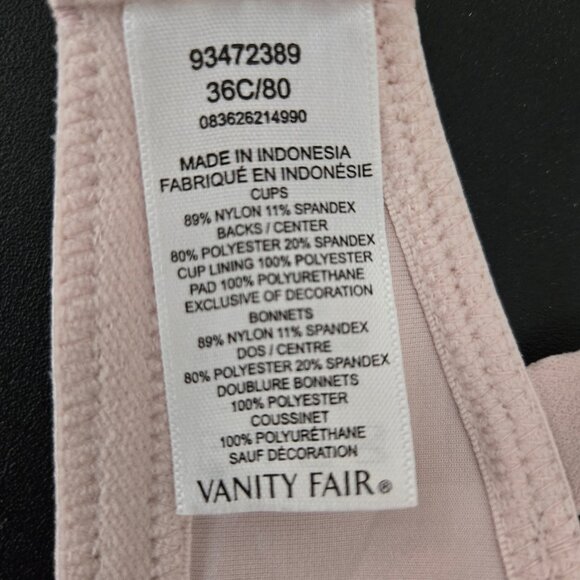 Vanity Fair Soft Pink Bra Size 36c - Picture 5 of 8